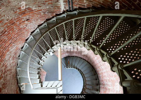 À l'intérieur de la Cape Blanco Leuchtturm près de Port Orford le long de la côte de l'Oregon. Banque D'Images