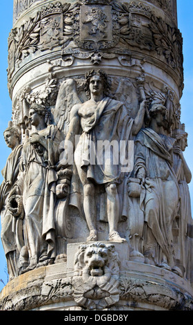 Close-up plus de détails sur la Colonne du Congrès à Bruxelles, Belgique. Banque D'Images