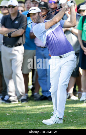 Perth, Australie. 18 Oct, 2013. Dustin Johnson (USA) au cours de la deuxième journée de la FSI Handa Perth International Championnat de Golf du lac Karrinyup Country Club. Credit : Action Plus Sport/Alamy Live News Banque D'Images