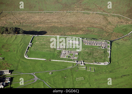 Vue aérienne du fort de Housesteads, Fort romain le plus complet dans l'existence, le mur d'Hadrien près de Northumberland à Hexham Banque D'Images