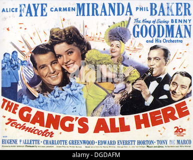 Le gang tous ici pour l'affiche 1943 20th Century Fox Film avec Alice Faye et Carmen Miranda Banque D'Images