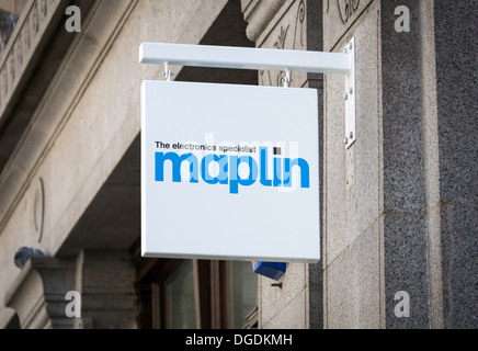 Maplin boutique électronique signe. Banque D'Images