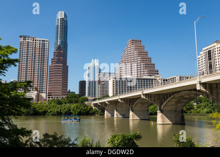 Excursion en bateau sur le lac Lady Bird skyline Austin Texas USA Banque D'Images