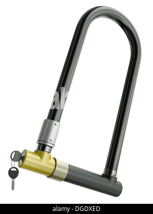 Vélo de verrouillage, également appelé U-lock ou D-lock, isolated on a white bakcground. 3D render. Banque D'Images