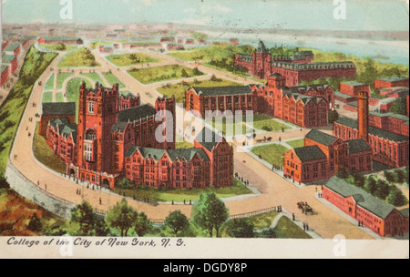 Vintage Carte postale représentant le collège de la ville de New York, New York vers 1907 Banque D'Images