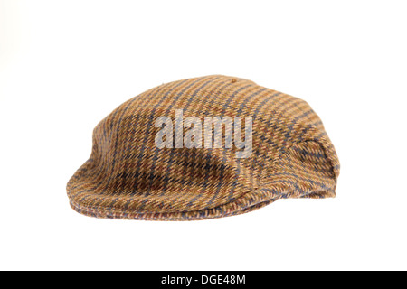 Tweed laine messieurs's cap de couleur brune pour winters isolé sur un fond blanc pour l'écrêtage Banque D'Images