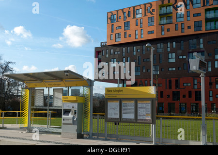 L'arrêt de tramway Metrolink à New Islington et les jetons, construction, 4Rs Salford-manchester Manchester, Angleterre, RU Banque D'Images