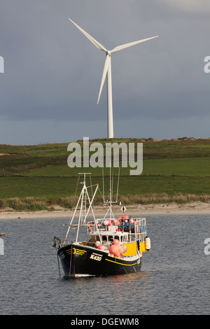 Des îles Orcades, en Écosse. Vue pittoresque sur un bateau de pêche (Alison Marie K420) est ancré dans son. Weddell Banque D'Images