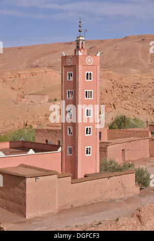 Mosquée, route des kasbahs, Ounila-Tal, près de l'Aït-Ben-Haddou, région de Souss-Massa-Draâ, Maroc Banque D'Images