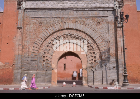 Bab Agnaou porte de ville, Medina, Altstadt, Marrakech, Marrakesh-Tensift-El Haouz, Maroc région Banque D'Images