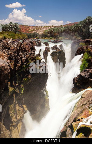 Epupa Falls, à environ 40 m, formé à partir de la rivière Kunene, directement sur la frontière avec l'Angola, Epupa, Kaokoland, Kunene, Namibie Banque D'Images