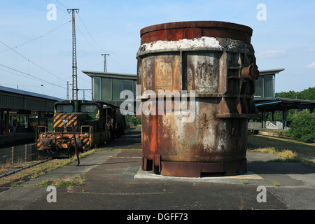 D-Oberhausen, Ruhr, Bas-rhin, Rhénanie du Nord, Westphalie, NRW, LVR Industrial Museum, musée de la gare principale de Oberhausen, plate-forme, EH 158 locomotives, foundry louche Banque D'Images