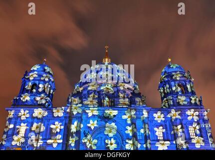 Berlin, Allemagne. 15 Oct, 2013. Le dôme de Berlin s'allume pendant le festival des lumières à Berlin, Allemagne, 15 octobre 2013. De nombreux bâtiments et points de repère ont été allumés dans la ville pour la Fête des Lumières. Photo : Paul Zinken/dpa/Alamy Live News Banque D'Images