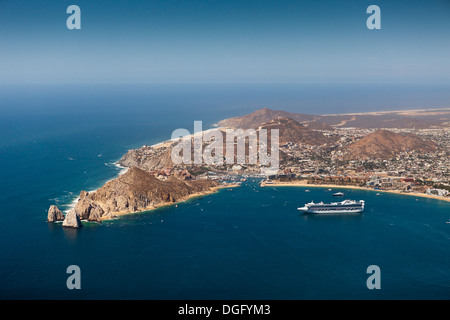 Vue aérienne de la fin des terres et Cabo San Lucas, Cabo San Lucas, Baja California Sur, Mexique Banque D'Images