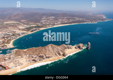 Vue aérienne de la fin des terres et Cabo San Lucas, Cabo San Lucas, Baja California Sur, Mexique Banque D'Images