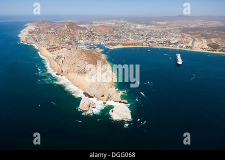 Vue aérienne de la fin des terres et Cabo San Lucas, Cabo San Lucas, Baja California Sur, Mexique Banque D'Images