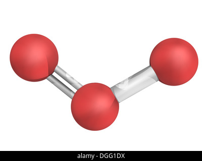 Trioxygen d'ozone (O3), molécule, structure chimique, modèle moléculaire réaliste Banque D'Images