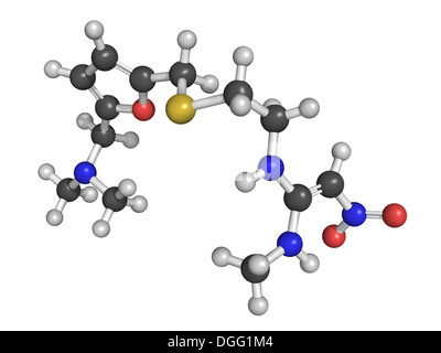 Structure chimique de la ranitidine, un ulcère peptique med et la maladie gastroesophageal de reflux. Banque D'Images