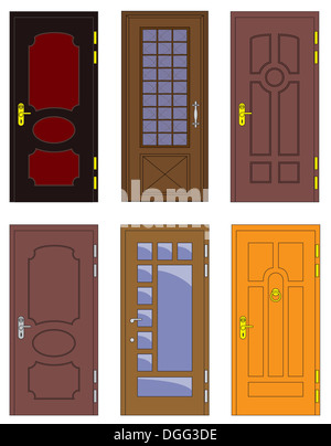 L'intérieur classique et avant les portes en bois - vector Banque D'Images