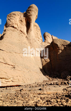 Formations rocheuses d'El Ghessour, Tassili du Hoggar, Tamanrasset, Algérie, Sahara, Afrique du Nord Banque D'Images