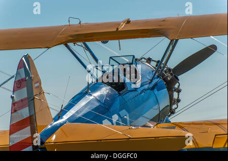 Avion biplan américain trainer, Boeing-Stearman, Grevenbroich, Rhénanie du Nord-Westphalie Banque D'Images