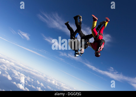 La chute libre formation de parachutistes à l'envers Banque D'Images