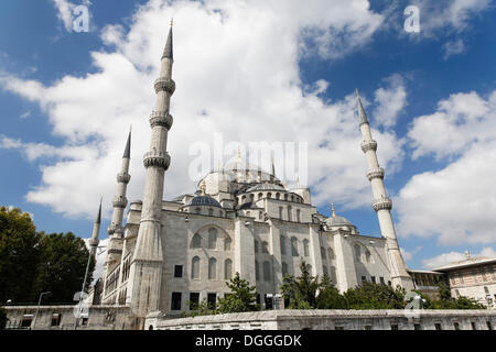 Les minarets et les dômes de la Mosquée Sultan Ahmed, Sultanahmet Camii ou Mosquée Bleue, Sultanahmet, le centre historique Banque D'Images