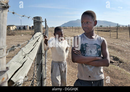 Deux garçons dans la rue, Lady Frere, Eastern Cape, Afrique du Sud, l'Afrique Banque D'Images