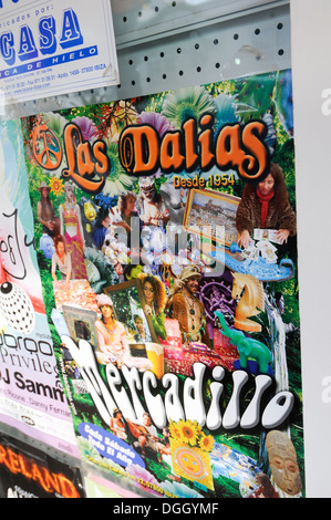 Marché Hippie de Las Dalias poster, Ibiza, Espagne Banque D'Images