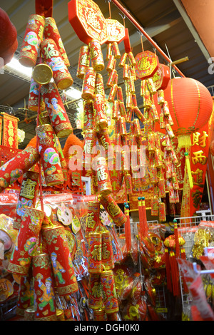 Pétard dans Chinatown à Singapour pendant le Nouvel An chinois Banque D'Images