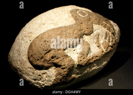 Birdman boulder. D'Orongo, île de Pâques (Rapa nui), Polynésie française. Peut-être fin du 18e siècle - milieu du xixe siècle Banque D'Images