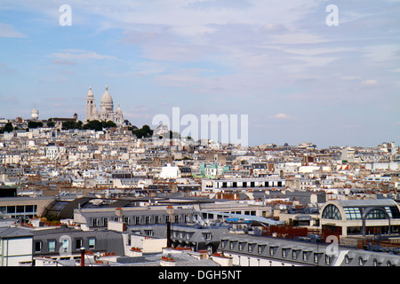 Paris France,Sacré-coeur,Montmatre,Rochechouart,vue aérienne depuis le dessus,toits,gratte-ciel de la ville,Galeries Lafayette observation de la terrasse d Banque D'Images