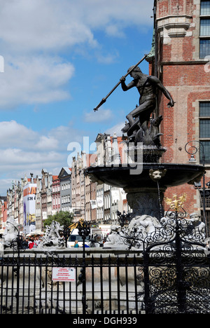 Fontaine de Neptune au marché longtemps à Gdansk. Banque D'Images