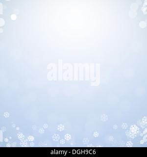 Fête Noël arrière-plan flou avec flocons de neige Banque D'Images