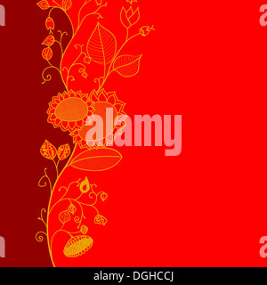 Carte de souhaits décoratifs avec des fleurs dessinées à la main. Banque D'Images