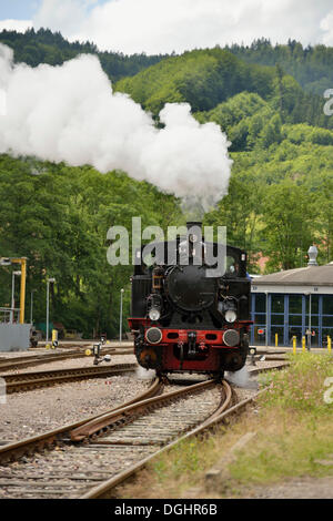 Achertal locomotive à vapeur, de chemins de fer, 1928, train à vapeur historique, Ottenhoefen Achertal, Forêt-Noire, Bade-Wurtemberg Banque D'Images