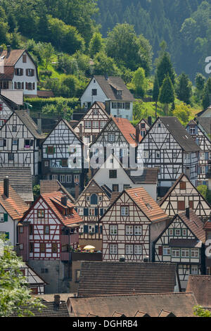 Façades de maisons à colombages, Schiltach, vallée de la Kinzig, Forêt-Noire, Bade-Wurtemberg Banque D'Images