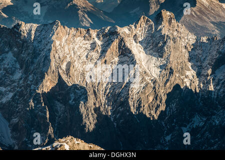 Vue depuis le mont Zugspitze Wetterstein en éventail, Garmisch-Partenkirchen, Grainau, Upper Bavaria, Bavaria, Zugspitze Banque D'Images