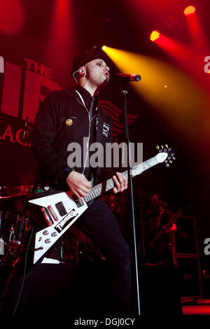 Chanteur et frontman Olly du groupe de rock italien vit le feu au Stadthalle Sursee, Lucerne, Suisse Banque D'Images