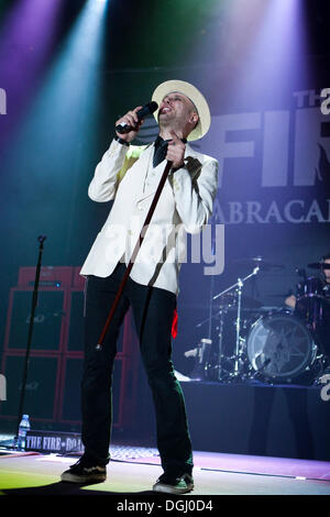 Chanteur et frontman Olly du groupe de rock italien vit le feu au Stadthalle Sursee, Lucerne, Suisse Banque D'Images