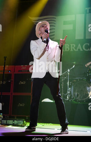 Chanteur et frontman Olly du groupe de rock italien vit le feu au Stadthalle Sursee, Lucerne, Suisse Banque D'Images