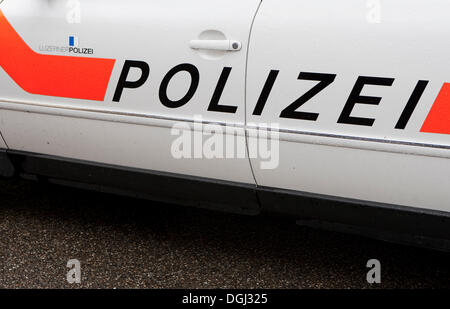 Le lettrage de la force de police de Lucerne, dire "Polizei", Malters, Lucerne, Suisse, Europe Banque D'Images