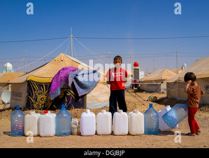 Camp de réfugiés syriens, Erbil, Irak, Kurdistan Banque D'Images