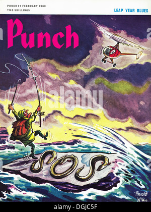 Couverture de magazine Punch en date du 21 février 1968 illustration par Arnold Wiles Banque D'Images