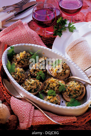 Champignons farcis, Italie. Banque D'Images