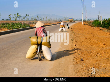 Le transport des aliments en vélo, près de Ninh Binh, Vietnam, Asie du sud-est Banque D'Images