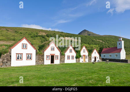 La vieille tourbe ferme de Laufás, musée, Eyjafjoerður, Islande, Europe Banque D'Images