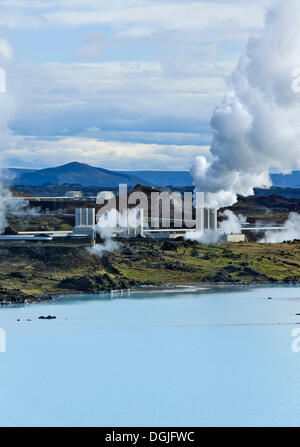 À l'usine géothermique de Suðurnes Hot spring de Gunnuhver, Reykjanes, Iceland Banque D'Images