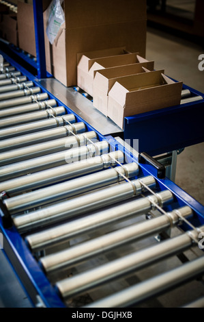 Détail du tapis roulant dans l'entrepôt de distribution Banque D'Images