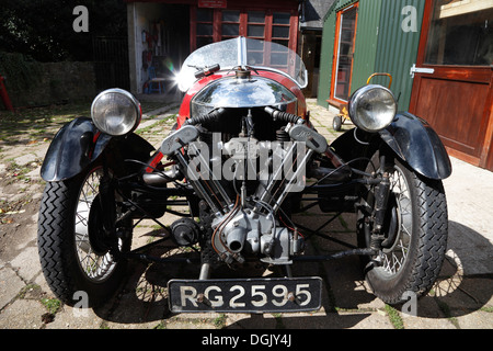 Années 1930 Vintage Morgan à trois roues Super Sports voiture Isle of Wight, Hampshire, Angleterre Banque D'Images